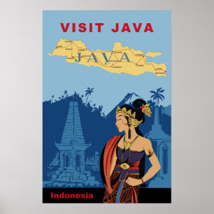 Java, Indonésie affiche voyage