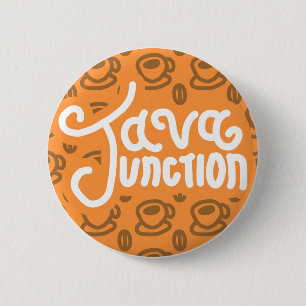 Java Junction Coffee and Bean Button Orange