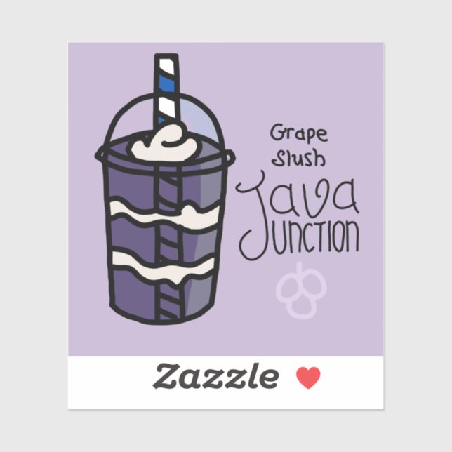 Java Junction Grape Slush Sticker with Text (Sheet)