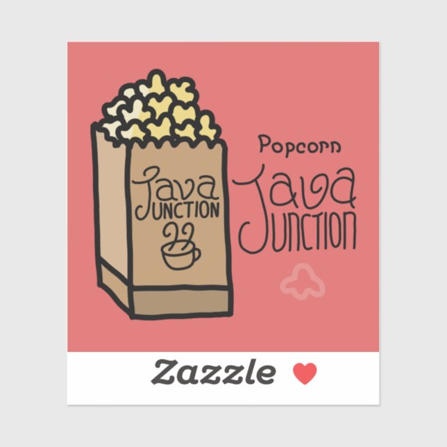 Java Junction Popcorn Sticker with Text (Sheet)