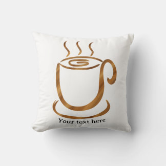 Java Steaming Cup | Wooden Curvy Coffee & Tea Throw Pillow