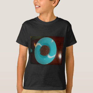 Java Vibes: Coffee Beans and Cyan Blue Bowl Art T-Shirt