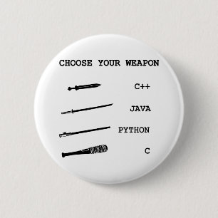 Java vs C++ vs Python vs C Programming Language 2 Inch Round Button