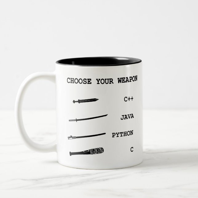 Java vs C++ vs Python vs C Programming Language Two-Tone Coffee Mug (Left)