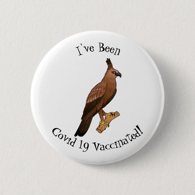 Javan hawk eagle bird cartoon illustration 2 inch round button (Front)