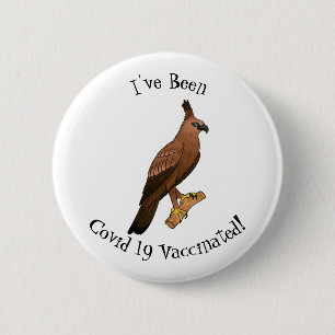 Javan hawk eagle bird cartoon illustration 2 inch round button