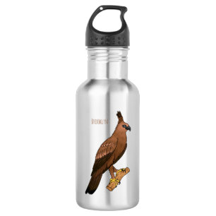 Javan hawk eagle bird cartoon illustration  532 ml water bottle