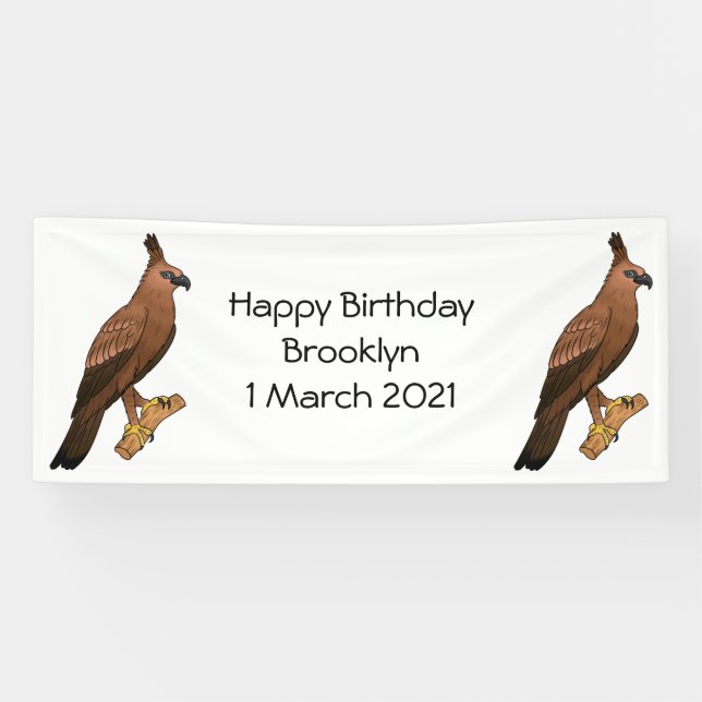 Javan hawk eagle bird cartoon illustration banner (Horizontal)