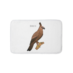 Javan hawk eagle bird cartoon illustration  bath mat