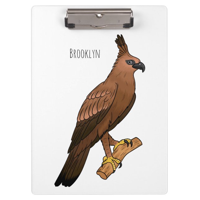 Javan hawk eagle bird cartoon illustration clipboard (Front)