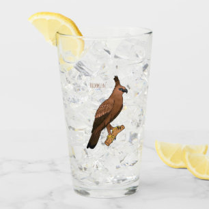 Javan hawk eagle bird cartoon illustration glass