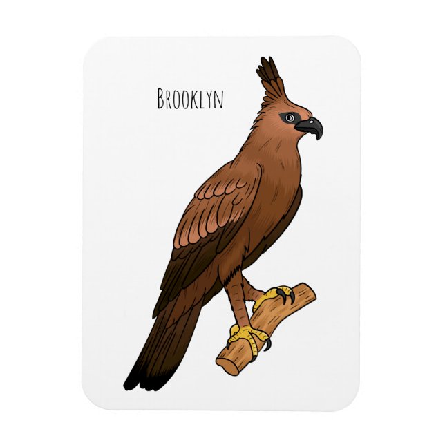Javan hawk eagle bird cartoon illustration magnet (Vertical)