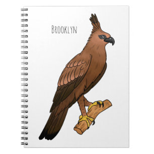 Javan hawk eagle bird cartoon illustration notebook
