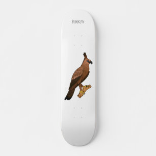 Javan hawk eagle bird cartoon illustration  skateboard