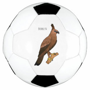 Javan hawk eagle bird cartoon illustration  soccer ball