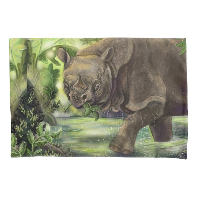 Javan Rhino Art Pillowcase (Front)