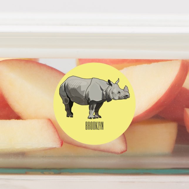 Javan rhinoceros cartoon illustration (Affixed)