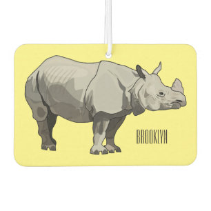 Javan rhinoceros cartoon illustration air freshener