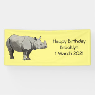 Javan rhinoceros cartoon illustration banner