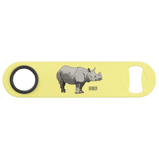 Javan rhinoceros cartoon illustration bar key (Front (Horizontal))