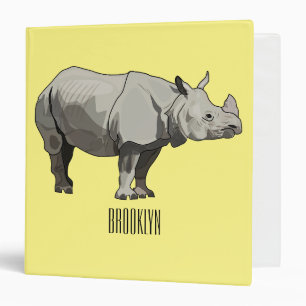 Javan rhinoceros cartoon illustration binder