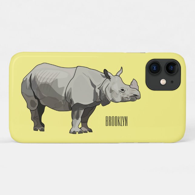 Javan rhinoceros cartoon illustration Case-Mate iPhone case (Back (Horizontal))