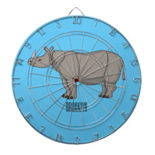 Javan rhinoceros cartoon illustration dartboard