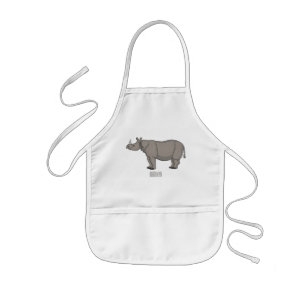Javan rhinoceros cartoon illustration kids apron