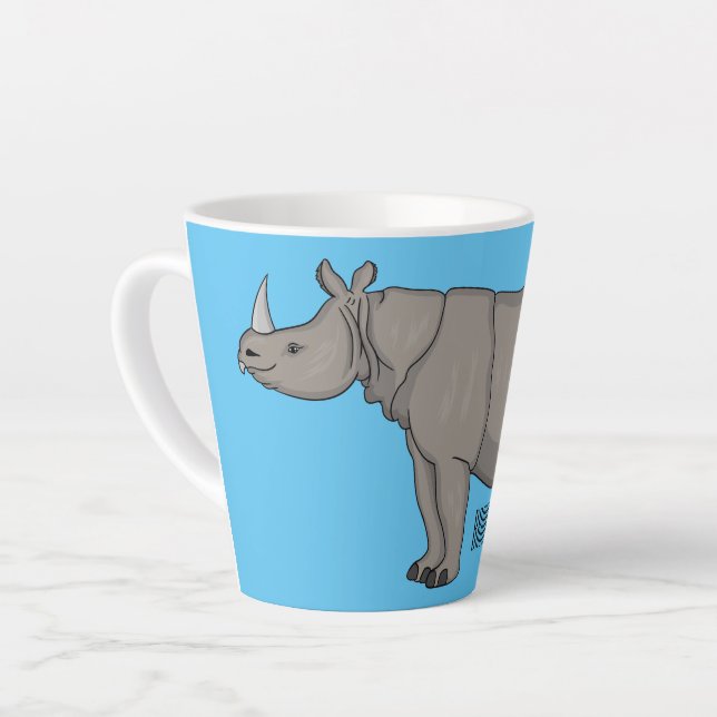 Javan rhinoceros cartoon illustration  latte mug (Left Angle)