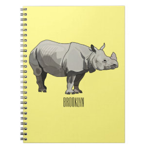 Javan rhinoceros cartoon illustration notebook