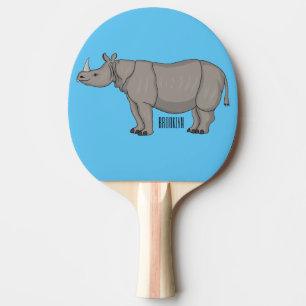 Javan rhinoceros cartoon illustration ping pong paddle