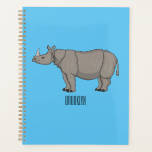 Javan rhinoceros cartoon illustration  planner