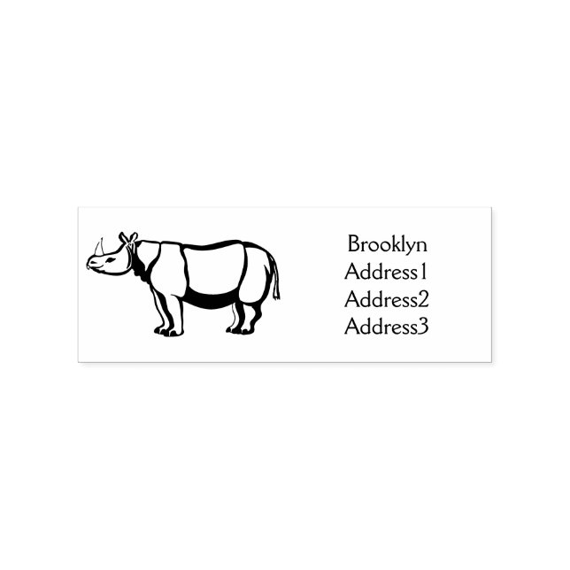Javan rhinoceros cartoon illustration rubber stamp (Imprint)