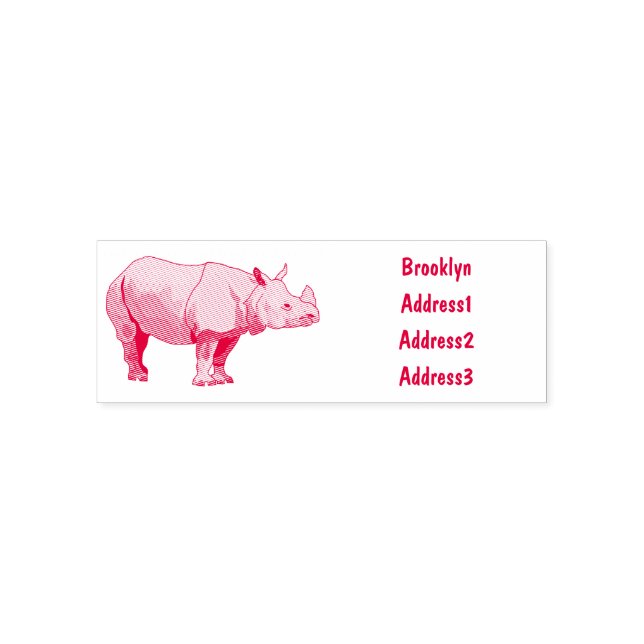 Javan rhinoceros cartoon illustration self-inking stamp (Design)