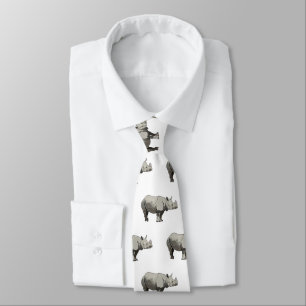 Javan rhinoceros cartoon illustration tie