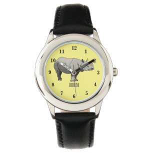Javan rhinoceros cartoon illustration watch