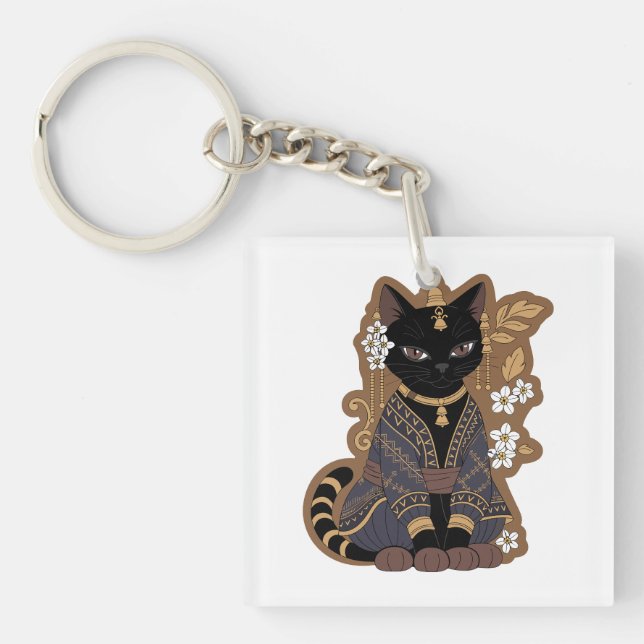 Javanese Cat Art  Keychain (Front)