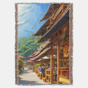 Javanese Coffee House Throw Blanket