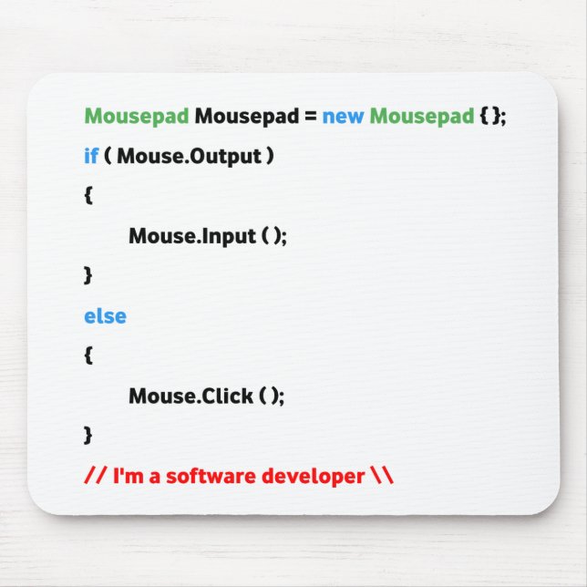 JavaScript Mousepad. Unique(Software Developer) Mouse Pad (Front)