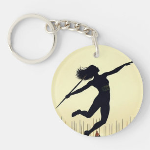 javelin throw girl  keychain