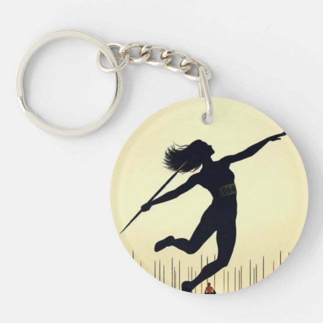 javelin throw girl  keychain (Front)