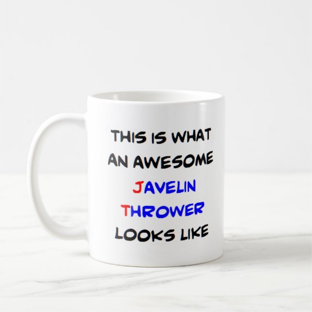 javelin thrower, awesome coffee mug (Left)