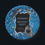 Jaw-Some Great White Shark Birthday Paper Plate<br><div class="desc">This design may be personalized in the area provided by changing the photo and/or text. Or it can be customized by choosing the click to customize further option and delete or change the colour of the background, add text, change the text colour or style, or delete the text for an...</div>