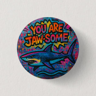Jaw-some Shark Graffiti 1 Inch Round Button