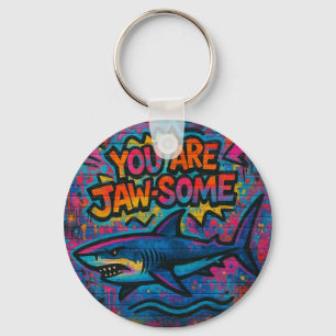 Jaw-some Shark Graffiti Keychain