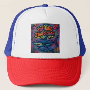Jaw-some Shark Graffiti Trucker Hat