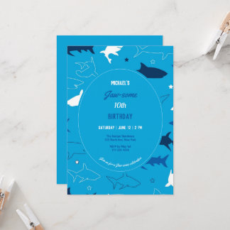 Jaw-some Shark Invitation de fête d'anniversaire