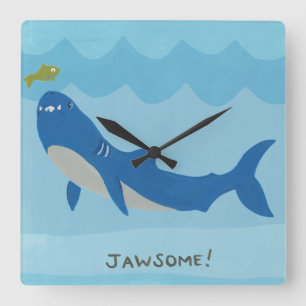 Jawesome Shark Square Wall Clock