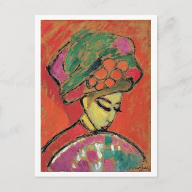Jawlensky Young Girl with Flowered Hat Fine Art Postcard (Front)