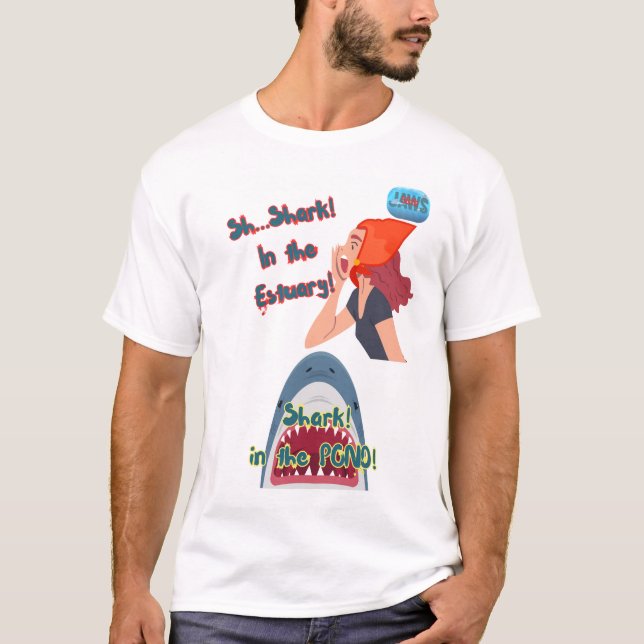 JAWS 50ème Requin Dans L'Étang T-Shirt (Devant)